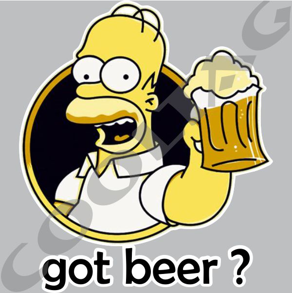 Homer Simpson Got Beer Colors Stickers Decals Cooltag
