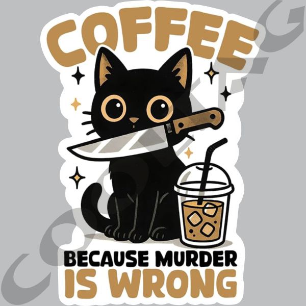 Coffee because murder is wrong sticker